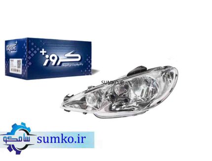 چراغ جلو پژو 206 ( بدون لامپ و موتور) 1 عددی کروز CROUSE| سامکو